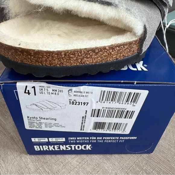 Birkenstock Kyoto Gray Shearling Sandals - Picture 4 of 5